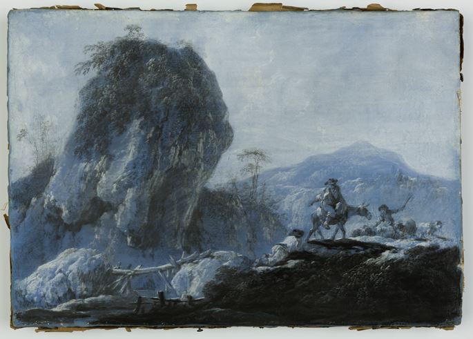 Jean-Baptiste Pillement - Pastoral Landscape with Peasants and Sheep | MasterArt